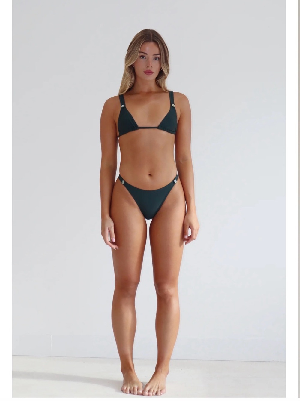 Gaudir Swim Bikini Top and High-Cut Bottoms in Dark Green